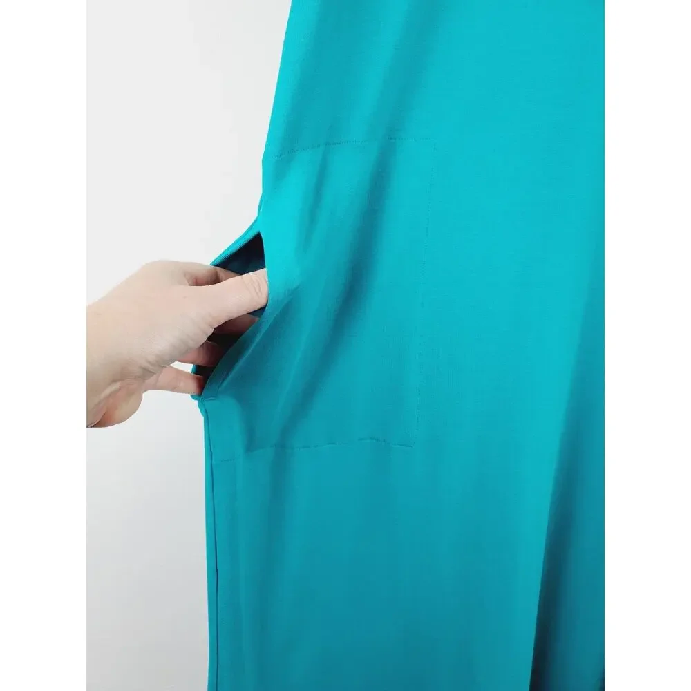 J. Jill Wearever Collection Womens Medium Dress Stretch Knit Pockets Aqua Travel